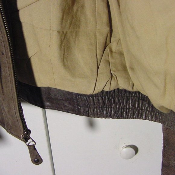 Vtg 80's Peter England Distress Brown Leather Bomber Jacket Sz M - Picture 6 of 11
